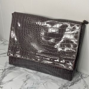 Vince Camuto Grey oversized fold over clutch